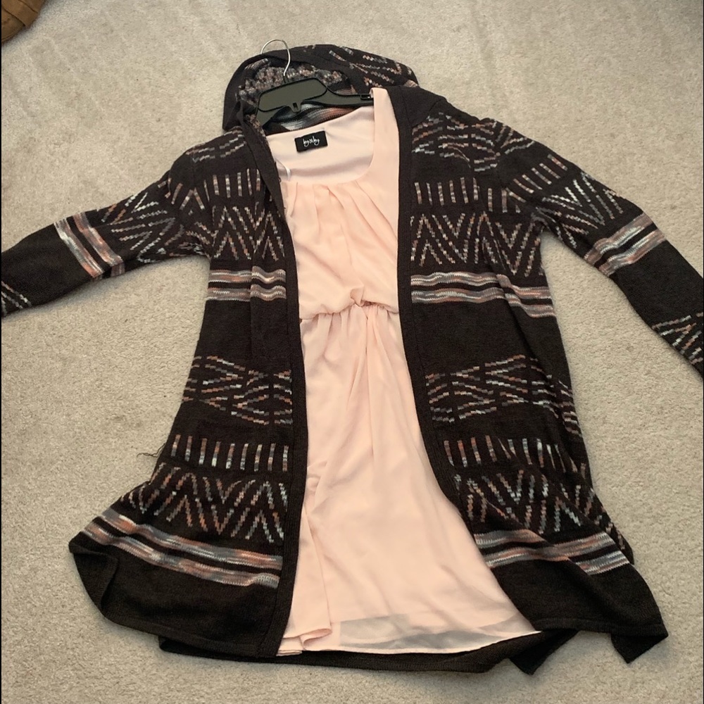 dress and cardigan